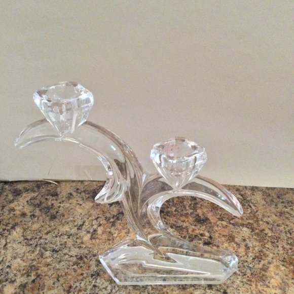 Beautiful glass candle holder candlestick holder clear glass two sticks - Picture 7 of 9